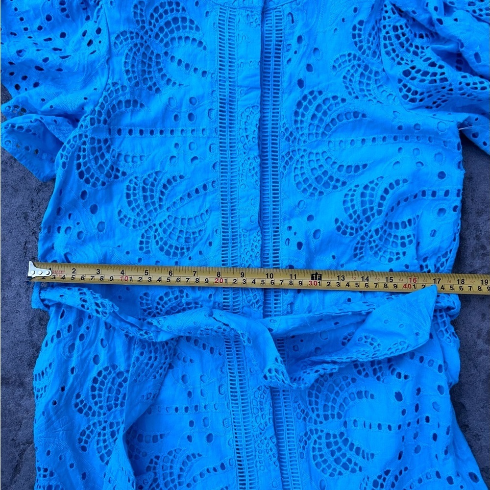 New CIEBON Isabella Cotton Eyelet Maxi Shirtdress blue size small - Picture 4 of 6